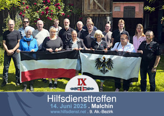 Hilfsdiensttreffen auf historischem Gutshof.